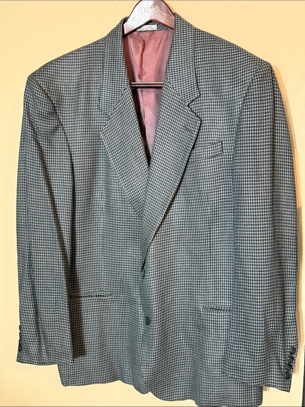 Men's Classic Houndstooth Wool Sport Coat - Gray